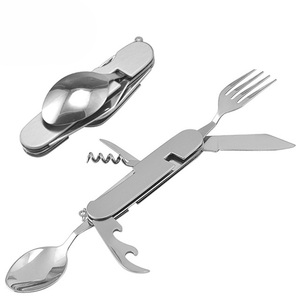 Ensemble de couverts de <span class=keywords><strong>camping</strong></span> 4 en 1, ustensiles détachables en acier inoxydable, cuillère, fourchette, couteau, ouvre-bouteille - Product Image 6