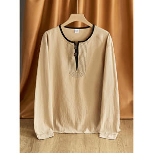 เสื้อเชิ้ตผ้าลินินแขนยาวผู้หญิงสไตล์ครอสบอร์เดอร์ ทรงเรโทรลำลอง ผ้าคอตตอนผสมบางเบา ใส่ได้ทุกวัน ไซส์ M พร้อมป้าย - Product Image 6