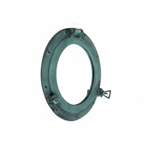 Ojo de buey redondo náutico de diseño moderno con espejo, acabado verde antiguo, fabricación y suministro - Product Image 1