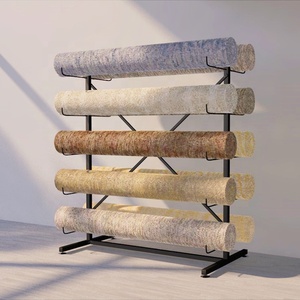 Tapis de sol moderne et personnalisé pour salon commercial Tapis de voiture Tapis en rouleau Tapisserie textile Échantillon de tissu Présentoir en métal Support de support - Product Image 5