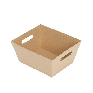 KAKA Custom Kraft Corrugated Paper Gift Basket <strong>Tray</strong> with Handles for Christmas <strong>Hamper</strong>, Fruit &amp; Flower Wine Packaging - Product Image 3
