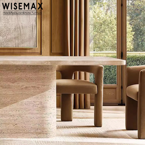 Wisemax hiện đại sang trọng ăn uống đồ nội thất kích thước lớn travertine bàn ăn khách sạn hình chữ nhật bằng đá cẩm thạch bàn ăn cho 10 - Product Image 6