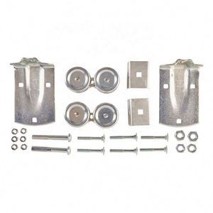 WEKIS Heavy Duty Steel Brass Barn Door Hardware <b>Sets</b> Contemporary Box Track Trolley Double Door Bypass Design Durable <b>Screw</b> - Product Image 4