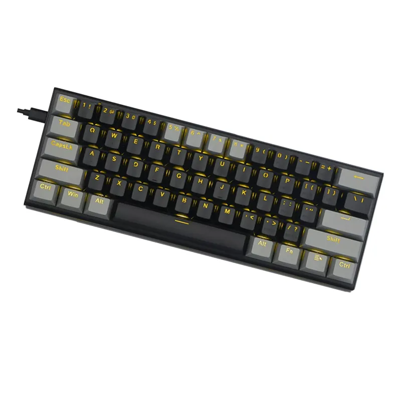 Fast Delivery Custom 60% Mechanical Keyboard Oem USB Type C Wired LED Backlit Axis Gaming Mechanical Keyboard 61 Key