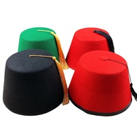 Disfraz de Cosplay SOLPOP, Color Rojo Personalizado, Gorro Griego Marroquí Tarboosh, Sombrero Turco Fez de Fieltro con Borlas Negras
