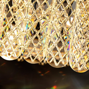 Lámpara de Araña de Cristal con Acabado Dorado, LED, Altura Ajustable, Base para Bombilla E26, Lámpara Colgante para Sala de Estar, 3500K, Blanco Cálido, Regulable, 5 Años de Garantía - Product Image 6