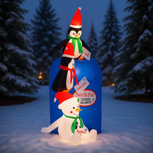 Pingüinos y muñecos de nieve inflables iluminados para decoración navideña de jardín exterior con luces LED integradas de 6 pies - Product Image 2