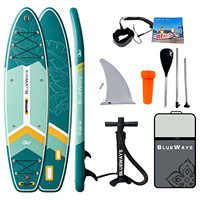 Vente en gros : Planche de paddle gonflable tropicale turquoise 11' x 33" avec double pagaie, ensemble complet Drop Stitch, usine OEM, CE, BSCI