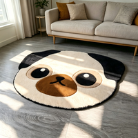 Tapis en forme de visage de chien Pug mignon, tapis de sol en peluche, tapis antidérapant lavable pour chambre à coucher, salle de bain, chambre d'enfants, décoration de la maison