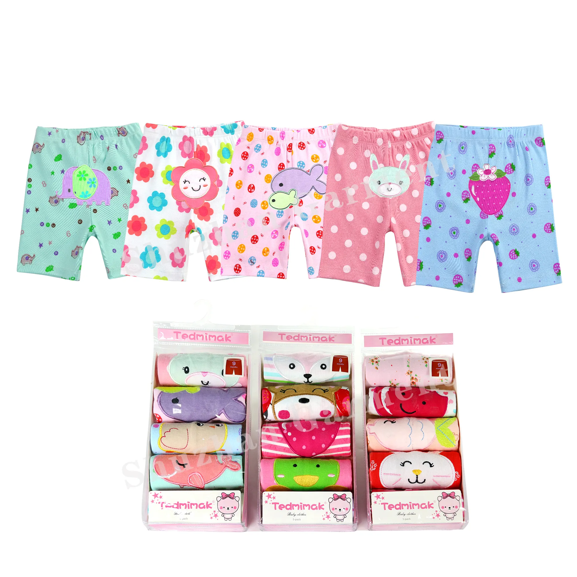 baby trousers animal design cotton embroidered Children's Shorts pants