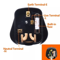Fiche d'alimentation UK rechargeable 13a, 250V BS Type G, 3 broches, assemblage de câble métallique, carte d'alimentation britannique, prise de câblage avec fusible