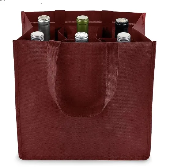 Promoção personalizada Presente Reutilizável Não Tecido s 6 Garrafa Wine Tote Bag com Inserção Divisória