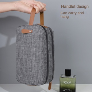 Men's Personalized Name Oxford Grooming Bag Double-layer Large Capacity Washable Bathroom <b>Storage</b> Makeup Organizer - Product Image 4