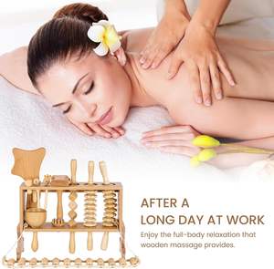 ชุดกล่องไม้ชุดเครื่องมือบำบัดเครื่องนวดป้องกันเซลลูไลต์พร้อมชั้นวางสุดหรูอุปกรณ์แกะสลักดูแลผิวหน้า - Product Image 2