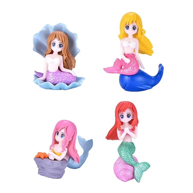 Mermaid manzara diy bonsai balık tankı biblo parça çizgi film bebeği okyanus pvc peyzaj aksesuarları