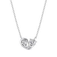 Collier pendentif cœur en moissanite SMON21 Radiant Pear Cut D Color VVS, véritable argent sterling 925, chaîne réglable pour femmes