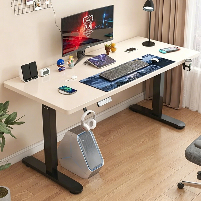 Height Adjustable Desk Gaming Office Solid Wood Metal Frame Cheap Price