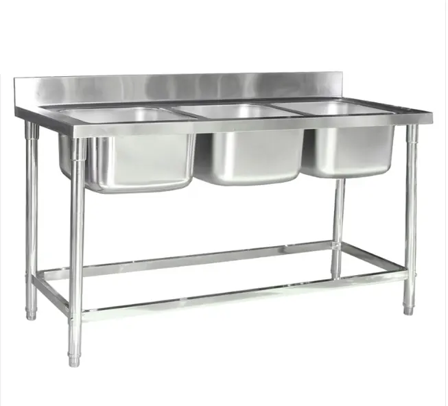 Hot Sale Three Compartment Stainless Steel Triple Bowl Commercial Utility Sink