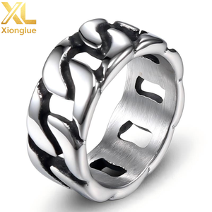 Stainless Steel <b>Metal</b> Retro Motorcycle <b>Chain</b> Ring Cuban Link <b>Chain</b> Ring - Product Image 1