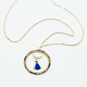 Miyuki semilla cuentas anular étnico colgante collar de perlas con borla collar - Product Image 2