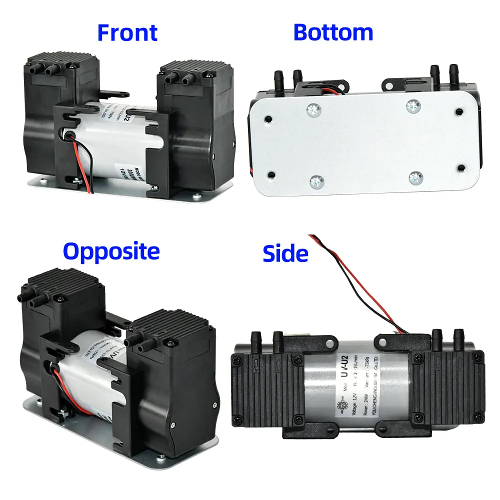 UV-U2 Kleine Dc Dubbele Pomp Vacuüm 12V/24V/220V Mini Vacuüm Luchtpomp Laag Geluidsniveau