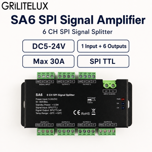 Répartiteur de signal SPI SA6 à 6 voies : transforme une entrée TTL en six sorties pour systèmes de bandes de pixels RVB RVBW adressables - Product Image 1
