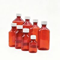 Bouteilles en plastique ovales pour médicaments liquides oraux de pharmacie, 1oz, 2oz, 3oz, 4oz, 6oz, 8oz, 12oz, 16oz, en PET ambré, pour sirop contre la toux