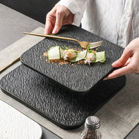 Offre Spéciale – Assiettes carrées plates en céramique à texture rocheuse pour restaurant – Vaisselle de table