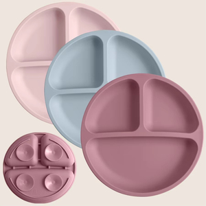Assiette d'alimentation en silicone pour bébé, bol à forte succion, vaisselle divisée pour tout-petits, récipient alimentaire pour la diversification alimentaire des nourrissons, ensemble de cuisine en gros - Product Image 4