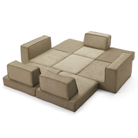 Canapé modulaire en mousse haute densité compressée sous vide, canapé sectionnel style Bellini capitonné, canapé de sol en tissu bouclé Tofu en boîte