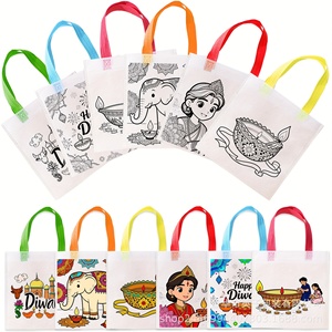อุปกรณ์งานฝีมือ DIY สำหรับงานปาร์ตี้ ของชำร่วย ถุงของขวัญสำหรับเด็ก ถุงผ้าสปันบอนด์หลากสีแบบตั้งได้ ถุงช้อปปิ้งหลากสี 6 ชิ้น/ถุง - Product Image 5