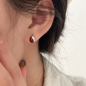 S925 Sterling Silver Teardrop Stud <b>Earrings</b> Red <b>Black</b> Everyday Wear Fine <b>Dangle</b> <b>Earrings</b> - Product Image 2