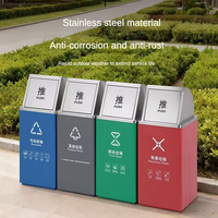Poubelle à déchets en métal d'extérieur, tri des déchets, public, commercial, 4 compartiments, poubelle
