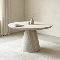 Table à manger de style Wabi-sabi, luxe léger, motif travertin, moderne et minimaliste, pour maison modèle, petit appartement ou restaurant