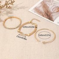 Lot de 3 bracelets empilables personnalisés avec logo pour femme, chaîne tennis sertie de cristaux, breloque cœur d'amour, bracelet jonc en maille tressée