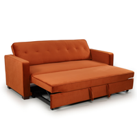 Canapé-lit 3 places en tissu orange avec ottoman, canapé-lit convertible pour salon, appartement, multi-usages