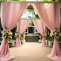Cortina de Tul Transparente Europea para Bodas, con Varilla, de Poliéster, para Arco de Boda, Fondo, Decoración de Sillas para Fiestas y Eventos