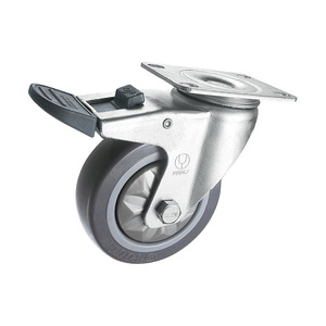 <span class=keywords><strong>Roue</strong></span> pivotante en PVC gris de taille moyenne YOULI 4 pouces 5 pouces, silencieuse, haute capacité de charge, résistante à l'usure, pour aviation - Product Image 4