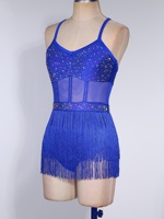 Femmes Latin Tango Danse Justaucorps Robe Une Pièce Body Robe Dancewear Combinaisons Personnalisées Performances Sur Scène Compétitions