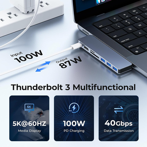 Docking Station per Laptop di Alta Qualità 7 in 2, Hub <span class=keywords><strong>USB</strong></span>-C Doppio e Docking Station <span class=keywords><strong>USB</strong></span>-C, Docking Station <span class=keywords><strong>USB</strong></span> Tipo C - Product Image 5