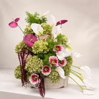Boule de fleurs artificielle haut de gamme PPS, vert bordeaux blanc, pour mariage, décoration de centre de table pour événements