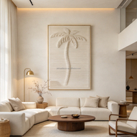 Vente en gros peinture murale relief 3D moderne, sculpture cocotier abstrait, panneau MDF, décoration maison encadrée