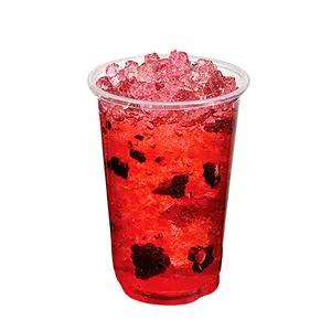 custom printing pudding Fruit Juice plastic cup with lid and straw