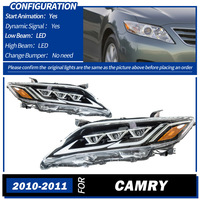 Conjunto de Faros Delanteros LED Triples con Proyector y Señal de Giro Secuencial Modificada Plug and Play para Toyota Camry 2010-2011