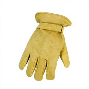 Gants de travail en cuir avec bracelet réglable, anti-coupure, anti-choc, anti-chaleur, texture intégrale, gants de sécurité polyvalents - Product Image 4