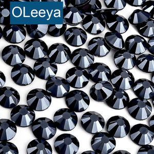 OLeeya Hotsale Cristales de Vidrio con Hematita Negra Serie Preciosa HotFix, Pedrería Termoadhesiva para Prendas de Vestir - Product Image 1