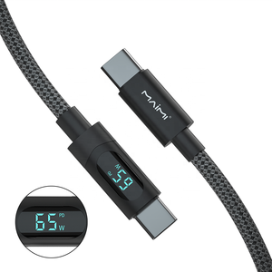 Maimi Type-c Digital Display Data Cable Custom logo 1M USB C to USB C Mobile Phone Fast Charging Cables Black Nylon Braided - Product Image 1