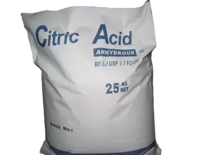 Saco de ácido cítrico branco de qualidade alimentar Rzbc, granulado fino anidro, produtos superiores, ácido carboxílico 98% C6H8O7