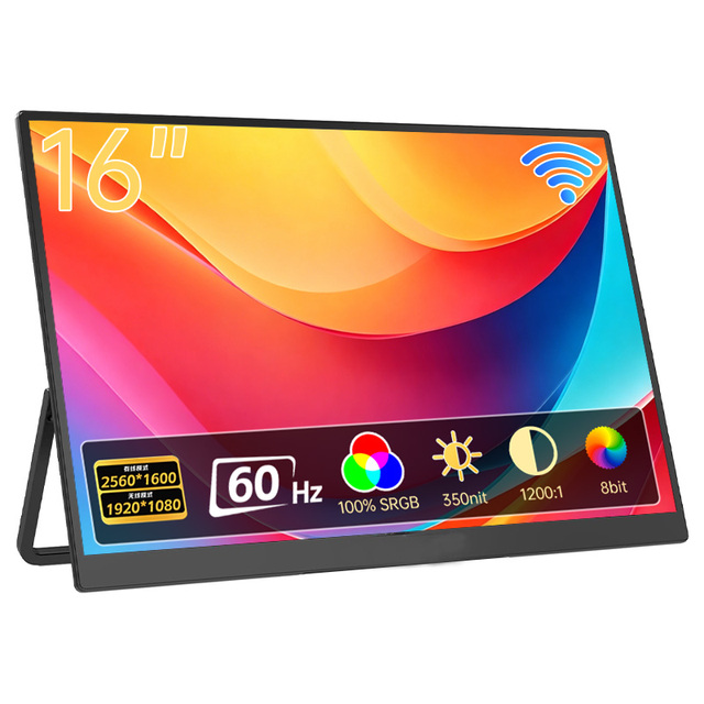 Eimio OEM ODM 16" Wireless Portable Monitor with Built-in Battery 100% SRGB for Coding & Remote Work