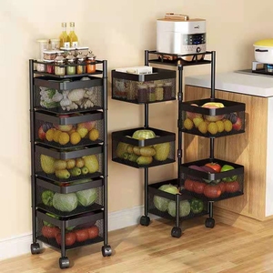 Estante giratorio de almacenamiento de cocina de 3/4/5 capas multicapa de acero al carbono de 360 grados cesta de almacenamiento de frutas y verduras carrito - Product Image 3